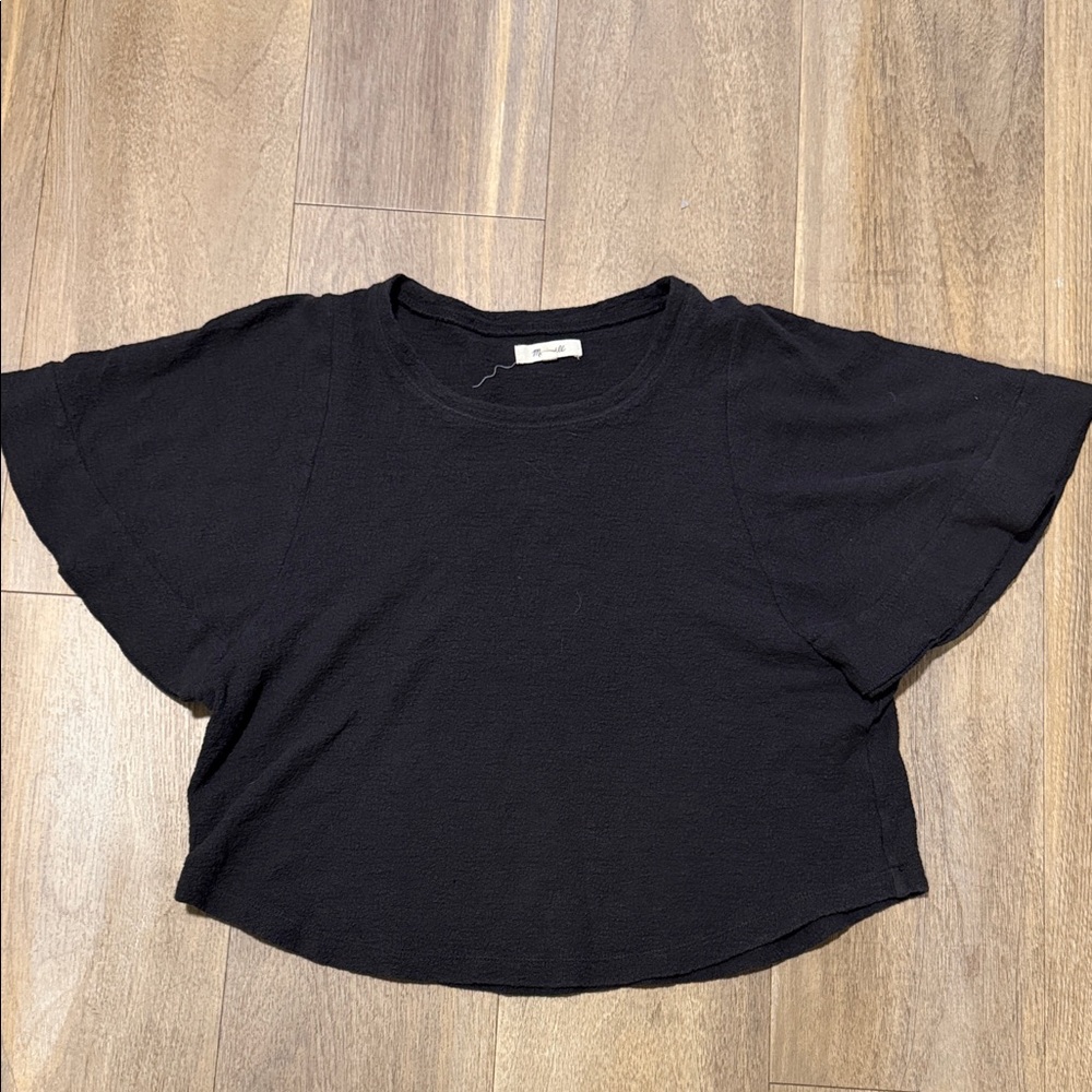 Madewell Black Crop Short Sleeve Tee